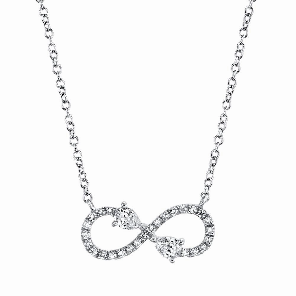 Shy Creation 0.22Ct Diamond Pear Infinity Necklace SC55019575