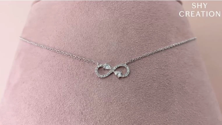 Shy Creation 0.22Ct Diamond Pear Infinity Necklace SC55019575