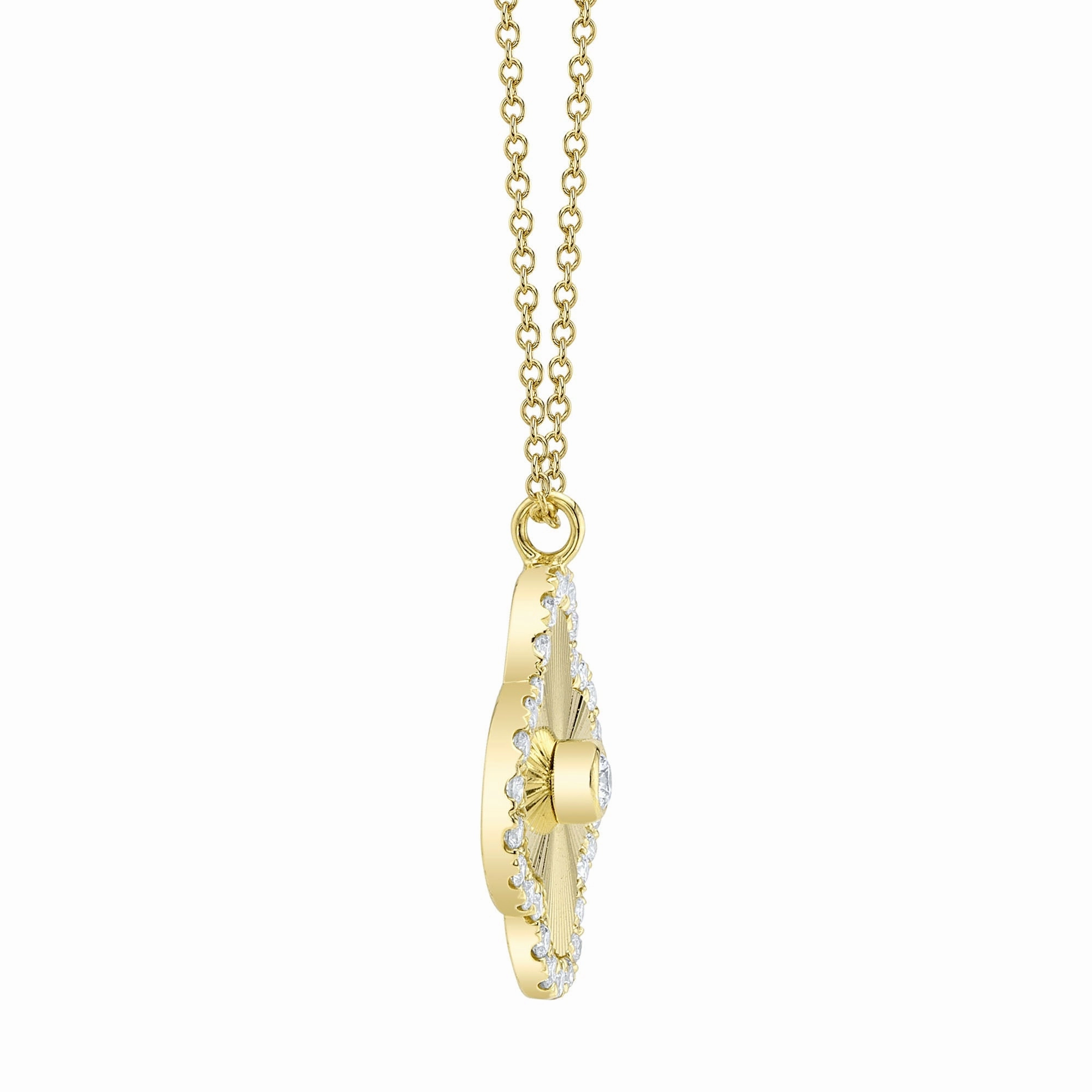Shy Creation 0.22Ct Diamond Ribbed Clover Necklace SC22009184