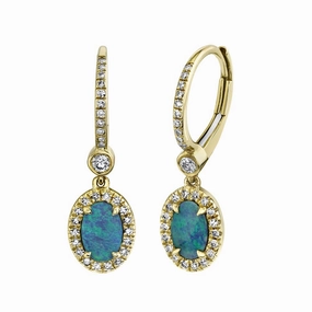 Shy Creation 0.23Ct Diamond & 0.67Ct Opal Earring SC55020756
