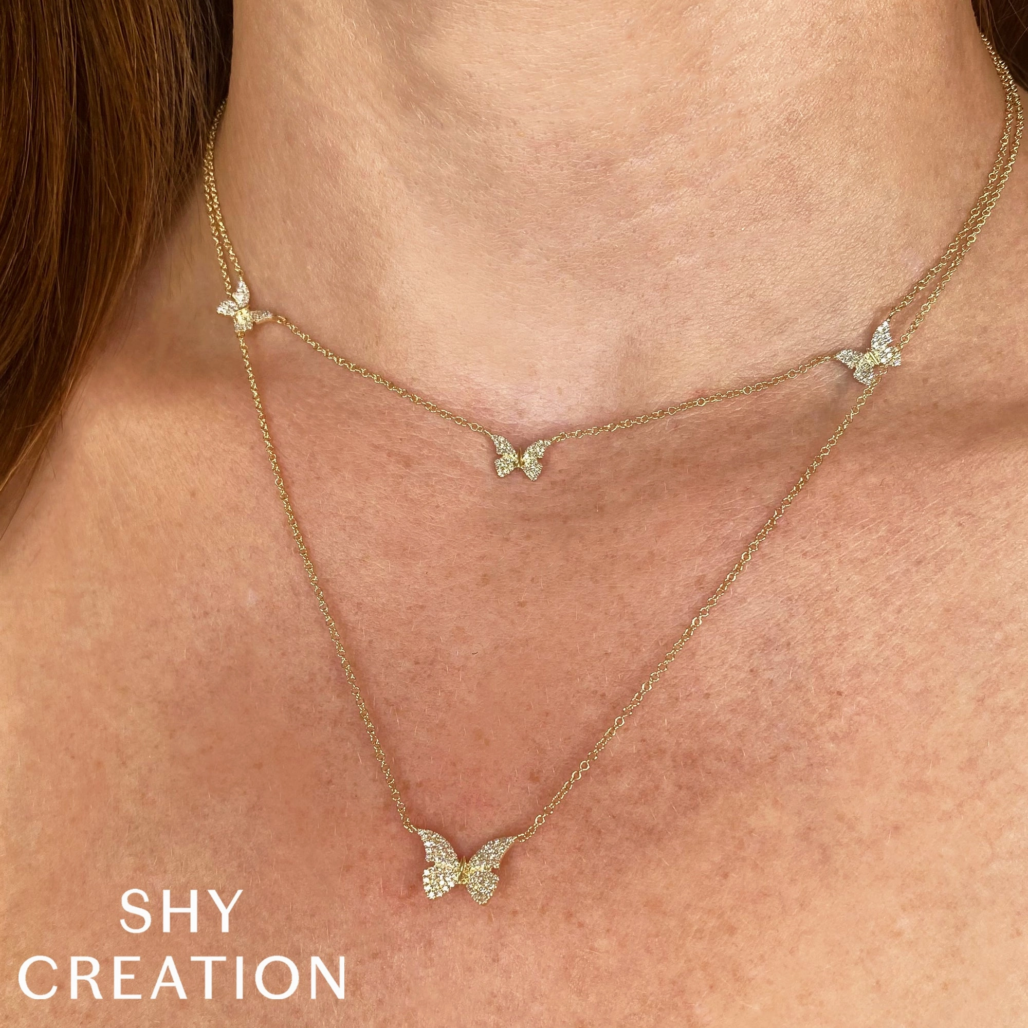 Shy Creation 0.23Ct Diamond Butterfly Necklace SC55024047