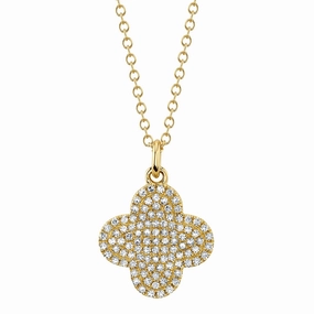 Shy Creation 0.23Ct Diamond Pave Clover Necklace SC55024074