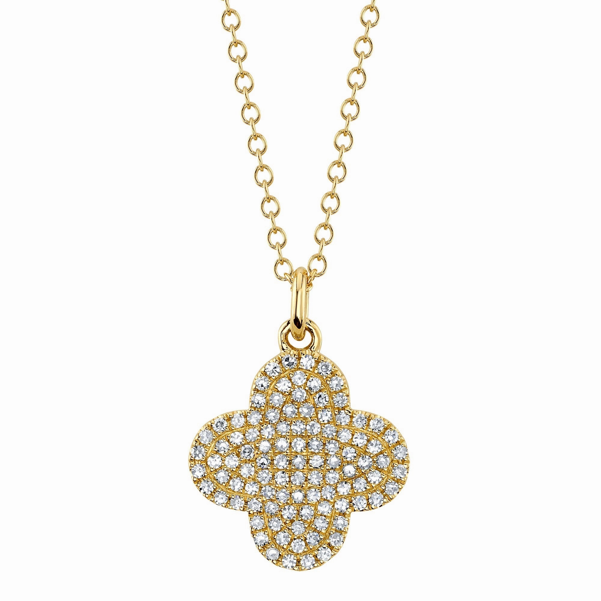 Shy Creation 0.23Ct Diamond Pave Clover Necklace SC55024074