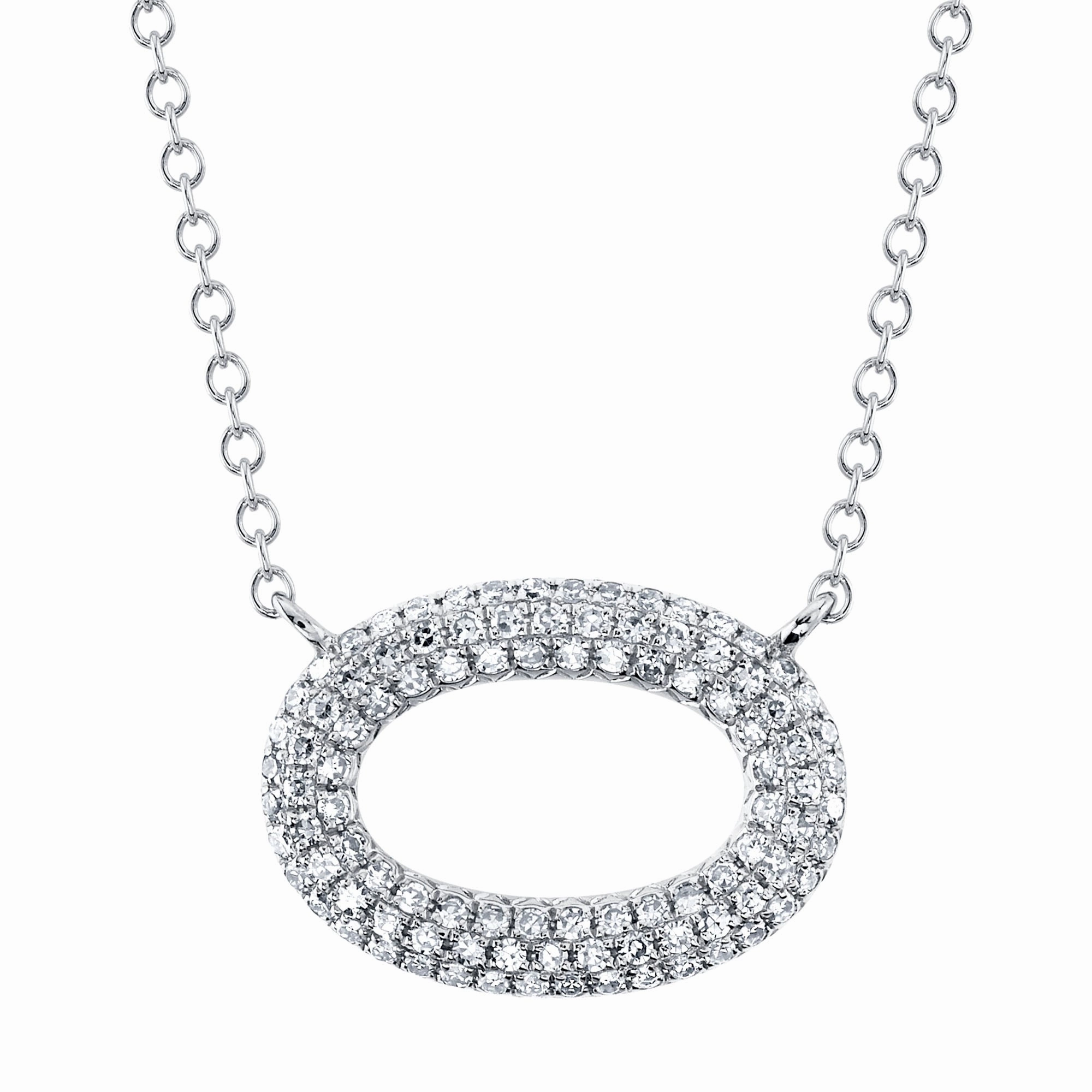 Shy Creation 0.23Ct Diamond Pave Oval Necklace SC55024586