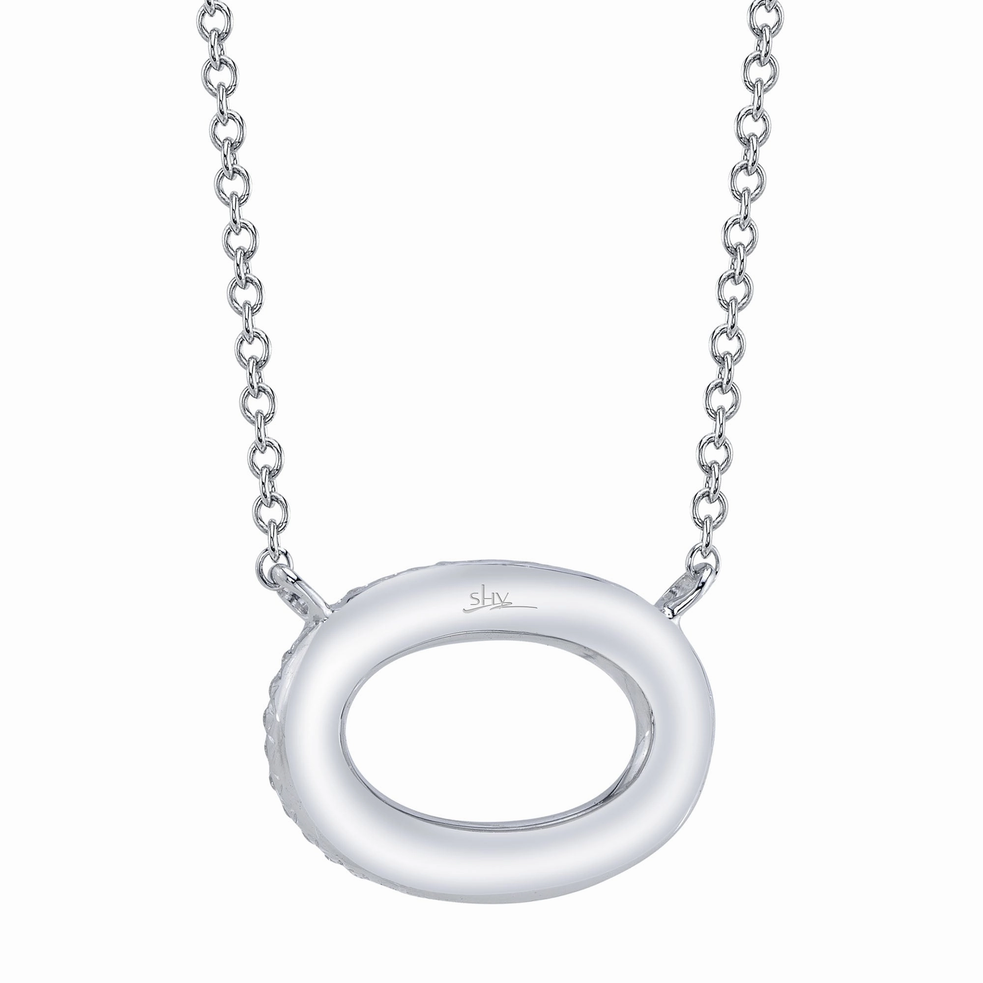 Shy Creation 0.23Ct Diamond Pave Oval Necklace SC55024586