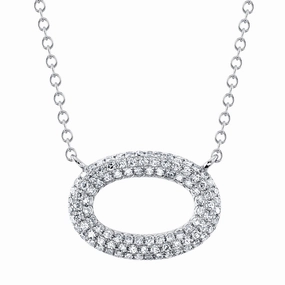 Shy Creation 0.23Ct Diamond Pave Oval Necklace SC55024586