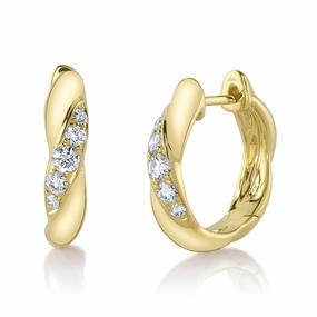 Shy Creation 0.23Ct Diamond Twisted Huggie Earring SC55025182