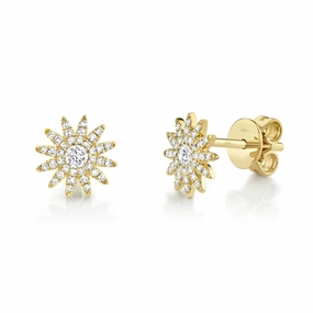 Shy Creation 0.24Ct Diamond Starburst Stud Earring SC55004893