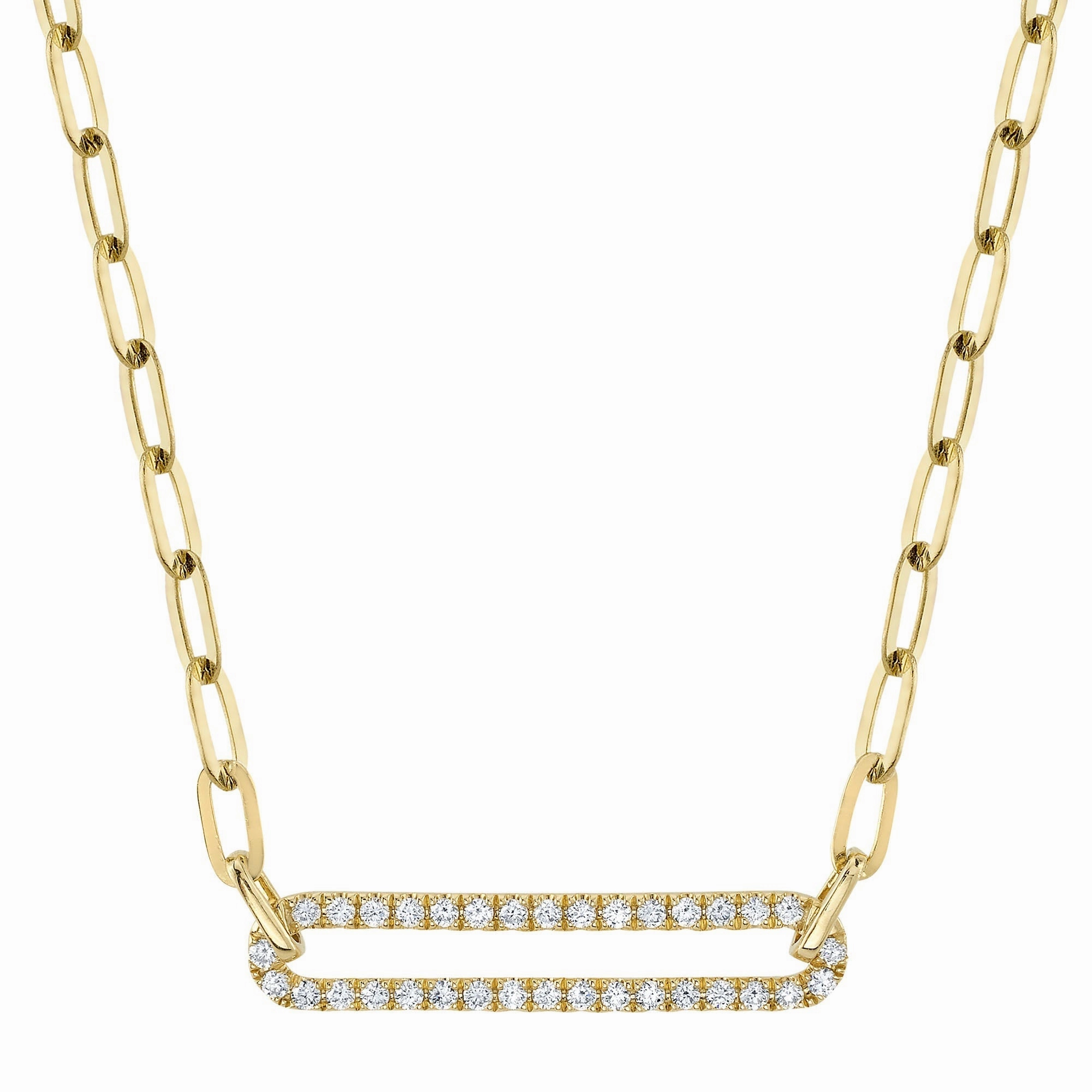 Shy Creation 0.26Ct Diamond Paper Clip Link Necklace SC55023560