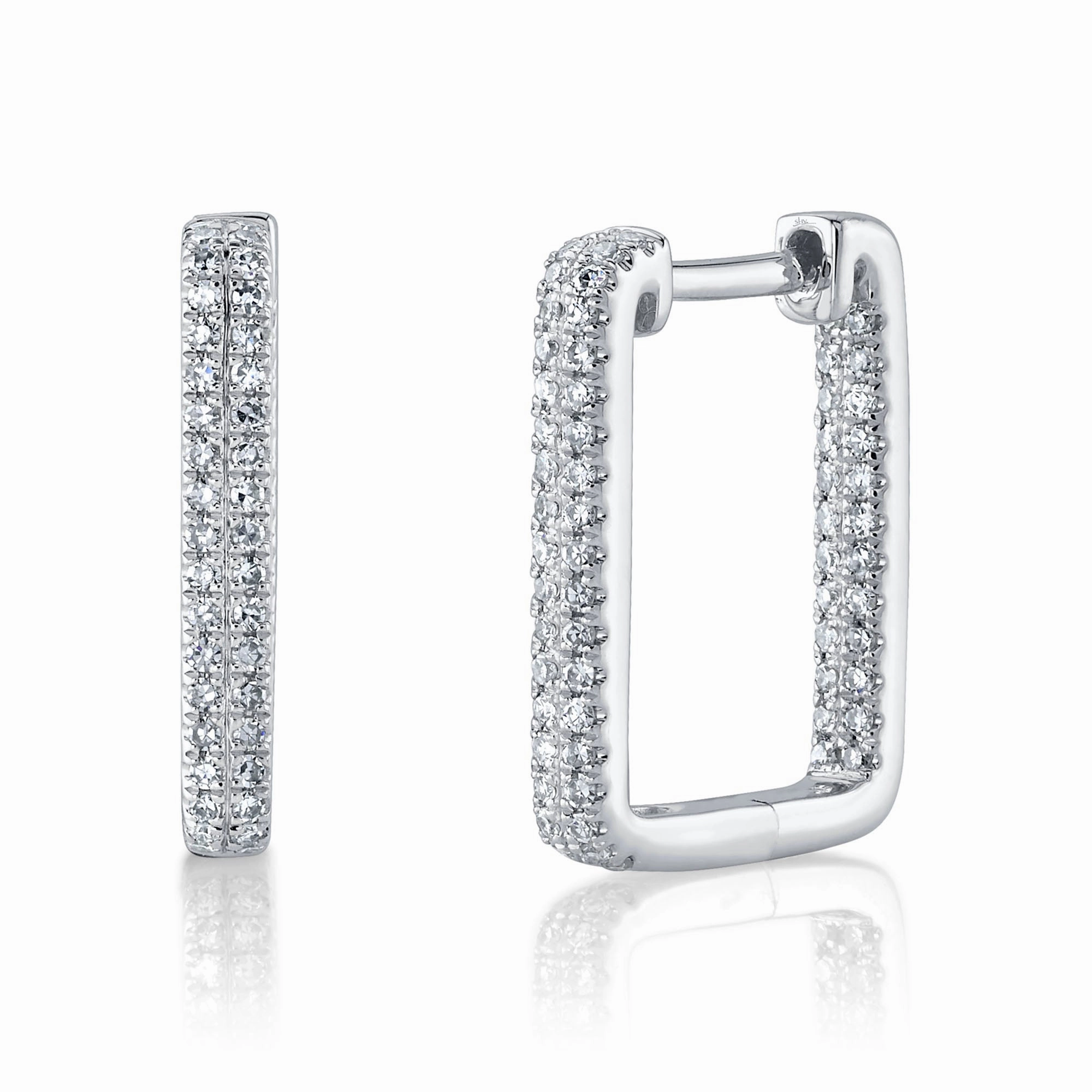 Shy Creation 0.27Ct Diamond Rectangle Hoop Earring SC55024154H0.60