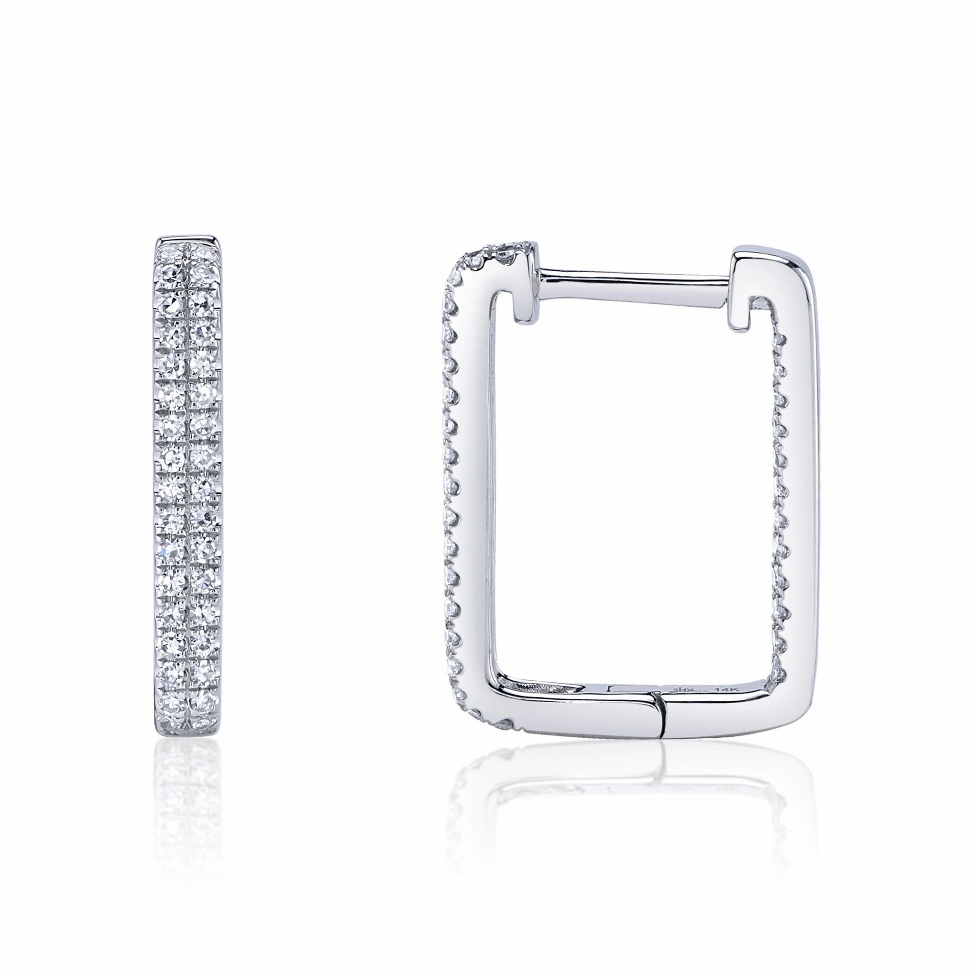 Shy Creation 0.27Ct Diamond Rectangle Hoop Earring SC55024154H0.60