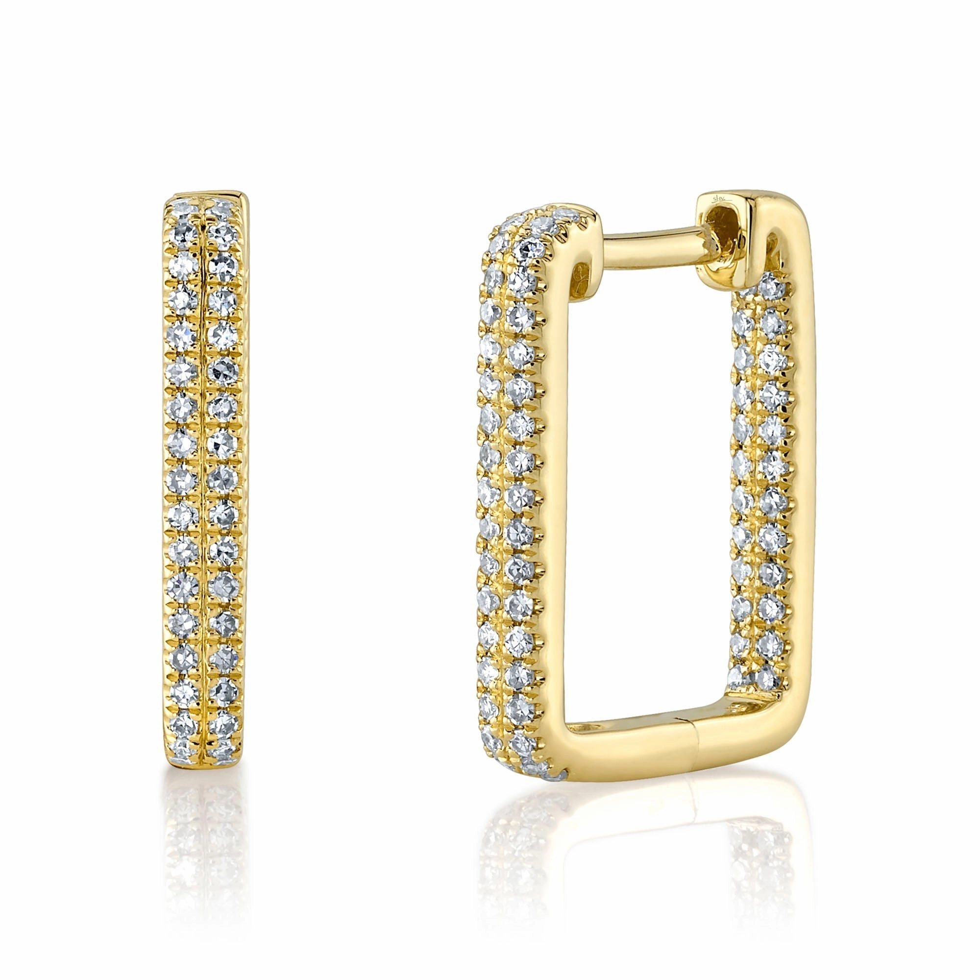 Shy Creation 0.27Ct Diamond Rectangle Hoop Earring SC55024155H0.60