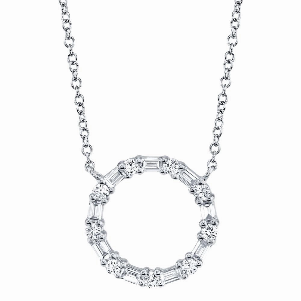 Shy Creation 0.29Ct Diamond Baguette Circle Necklace SC55008725