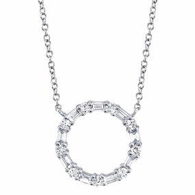 Shy Creation 0.29Ct Diamond Baguette Circle Necklace SC55008725