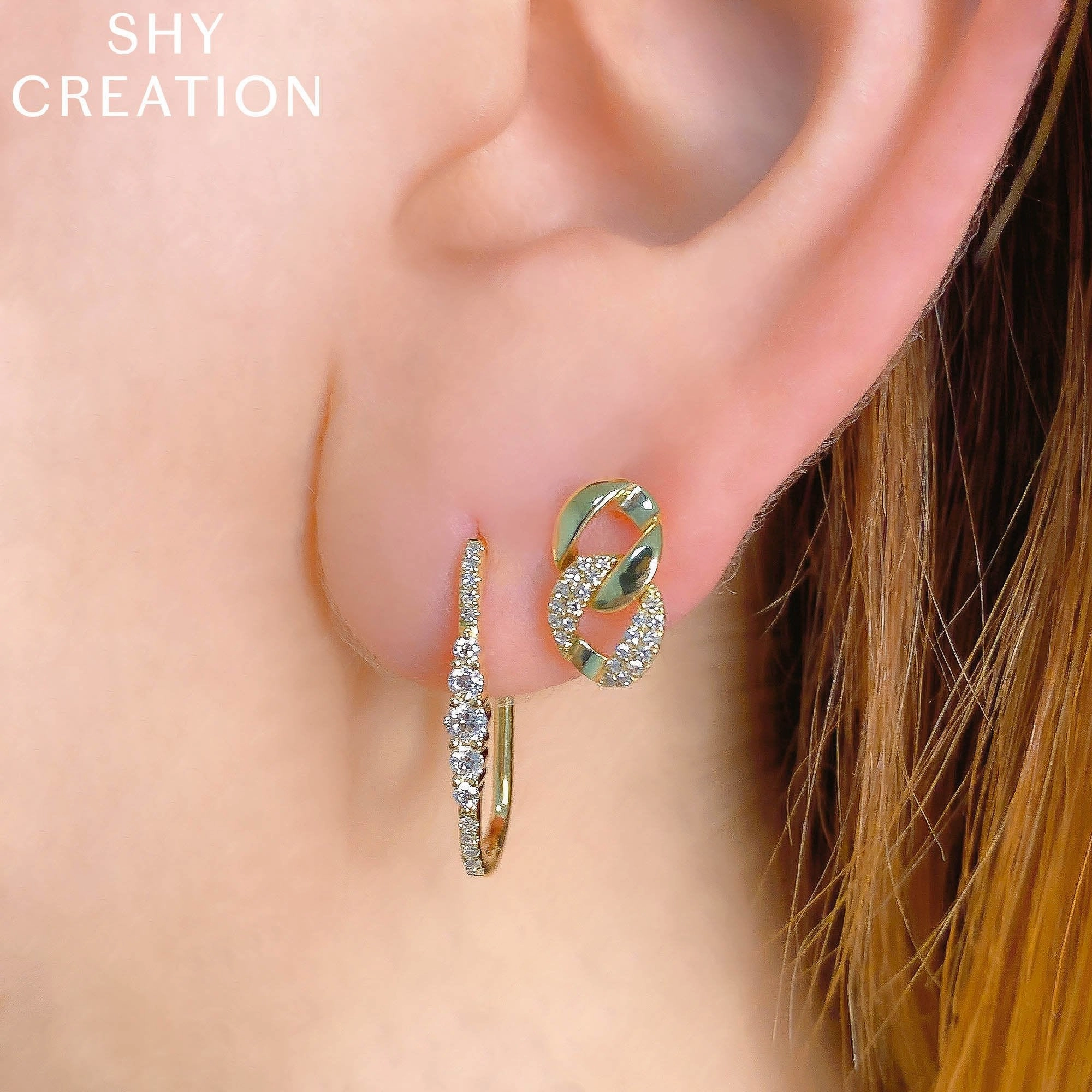 Shy Creation 0.29Ct Diamond Oval Hoop Earring SC55022230H0.80