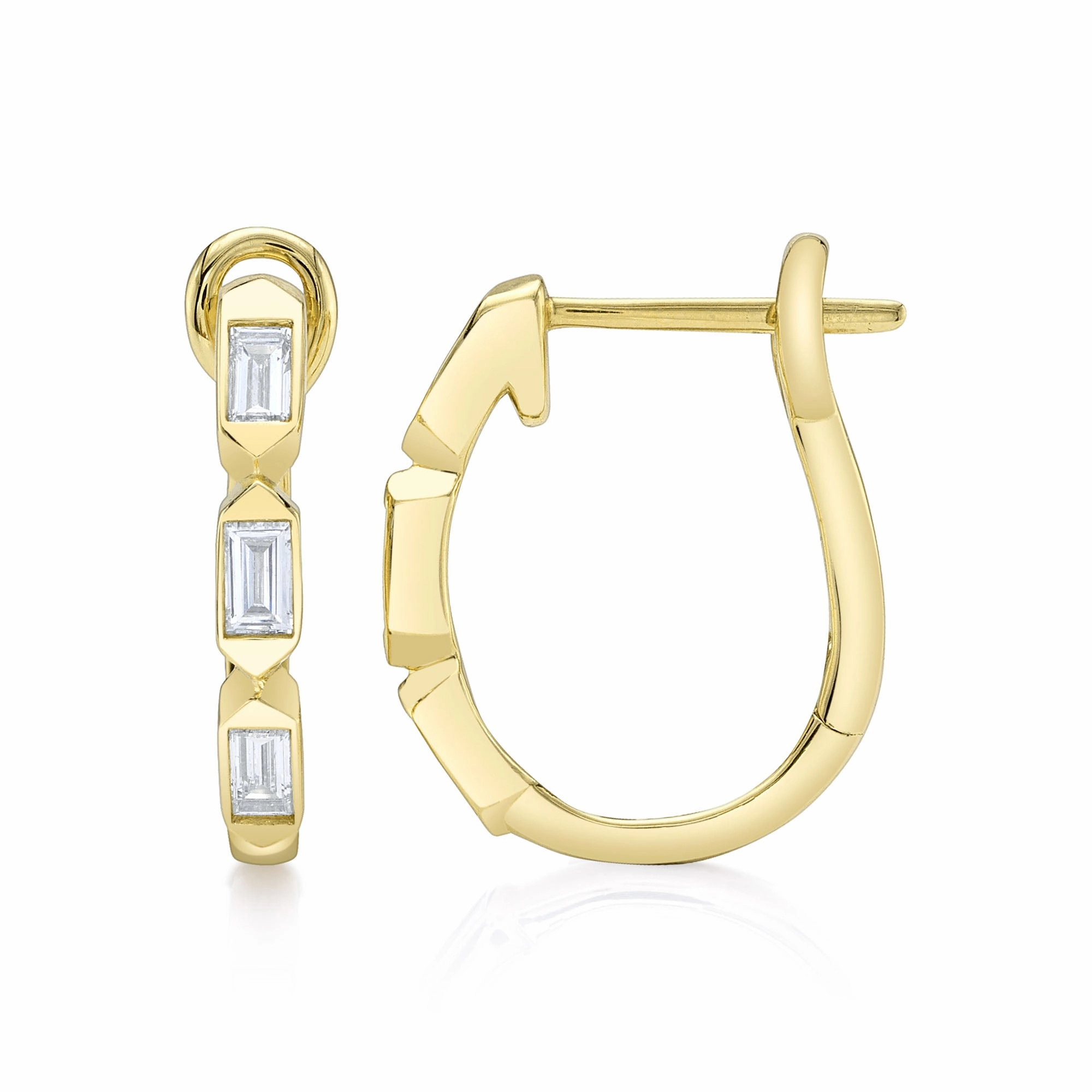Shy Creation 0.30Ct Diamond Baguette Oval Hoop Earring SC22008797H0.65