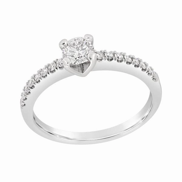 Solitaire en or blanc , diamant certifi GIA