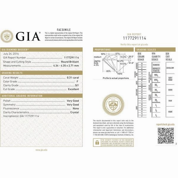 Solitaire en or blanc, diamant certifi GIA