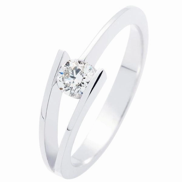 Solitaire en or blanc diamant certifi GIA