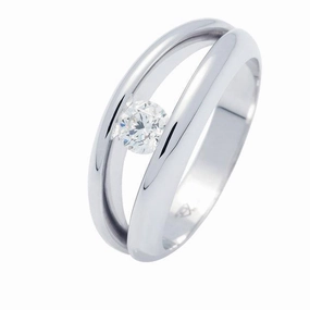 Solitaire en or blanc, diamant certifi GIA