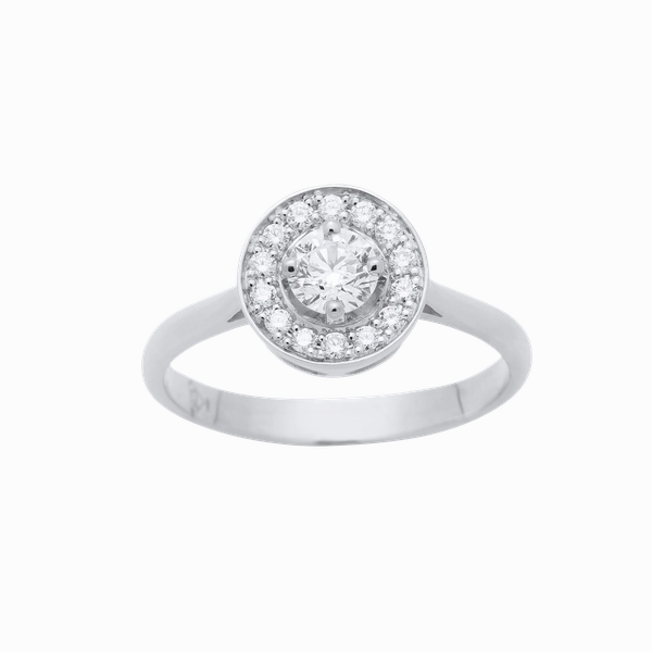 Solitaire en or blanc, diamant certifi GIA