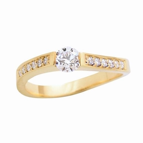 Solitaire en or jaune, diamant certifi GIA