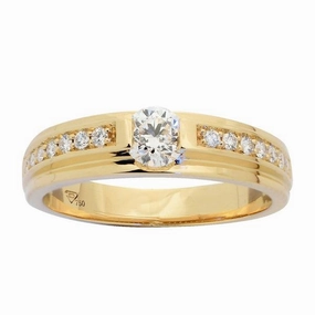 Solitaire en or jaune diamant certifi GIA