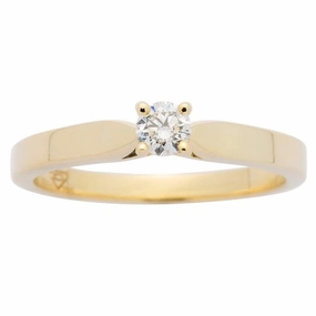 Solitaire en or jaune serti d'un diamant.