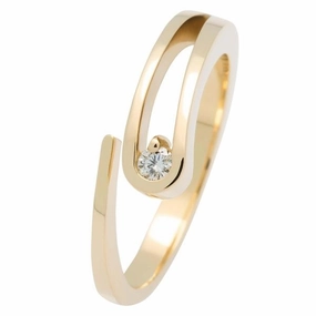 Solitaire en or jaune serti d'un diamant.