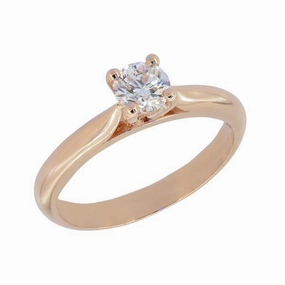 Solitaire en or rose , diamant certifi GIA