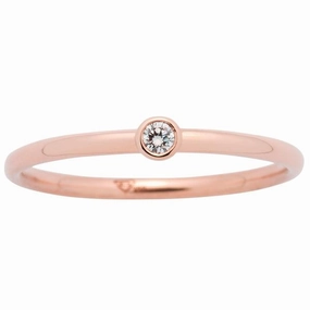 Solitaire en or rose serti d'un diamant