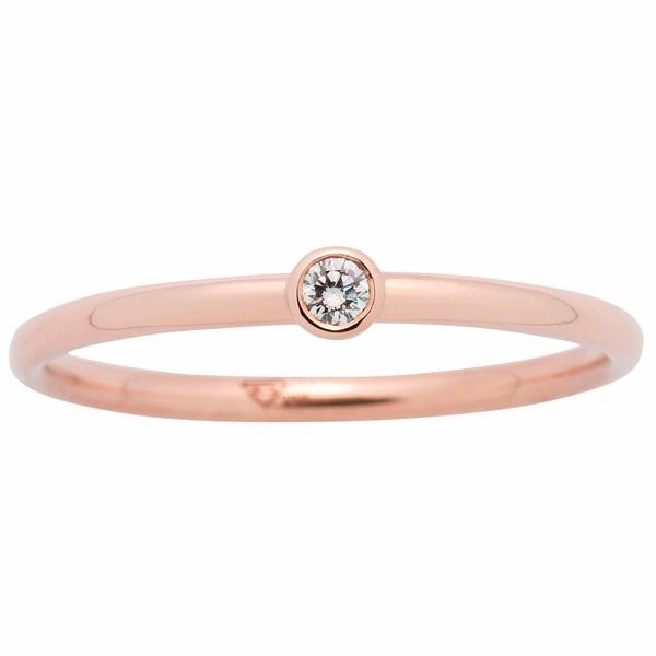 Solitaire en or rose serti d'un diamant