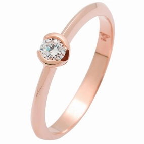 Solitaire en or rose sertie d'un diamant.