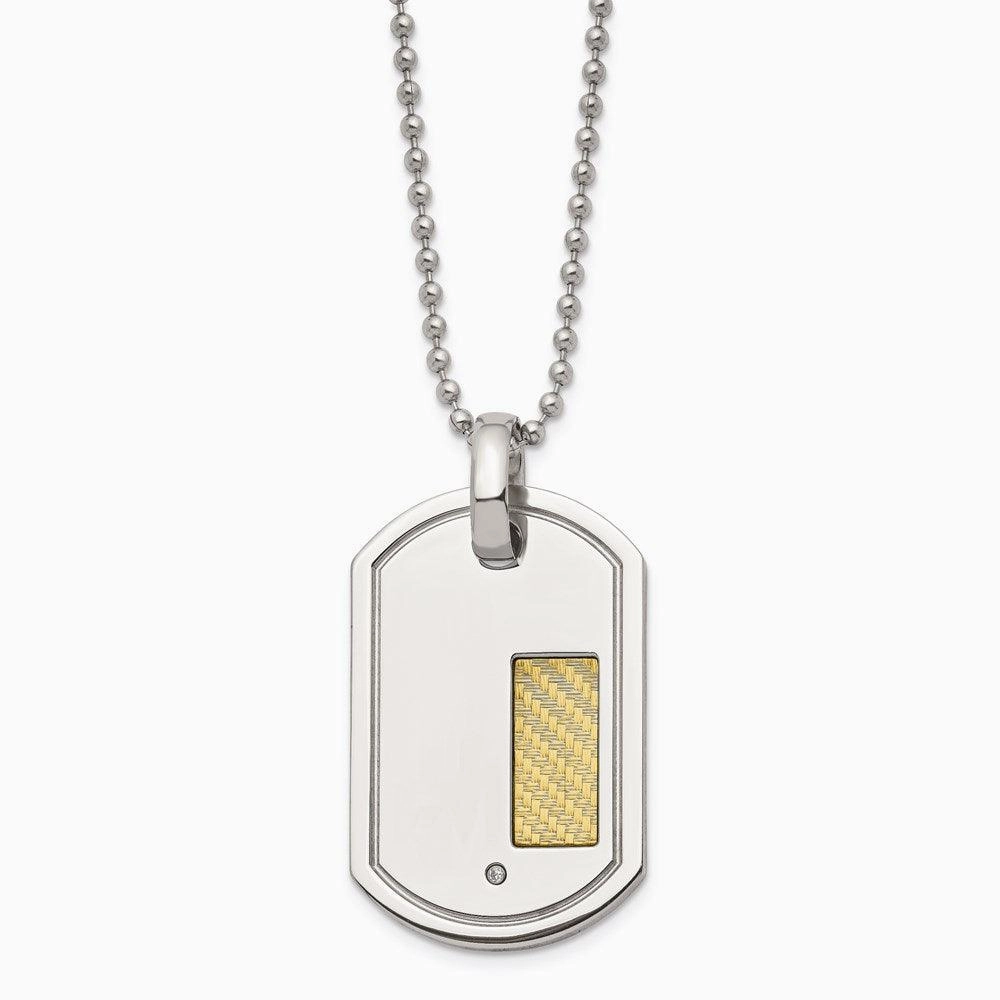 Stainless Steel 18k Gold Plating with .01ct. Diamond 24in Necklace