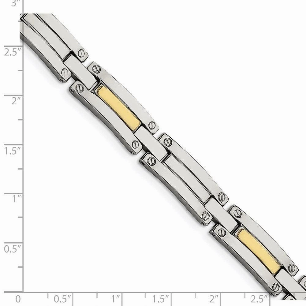 Stainless Steel & 14K Polished 8.5in Bracelet