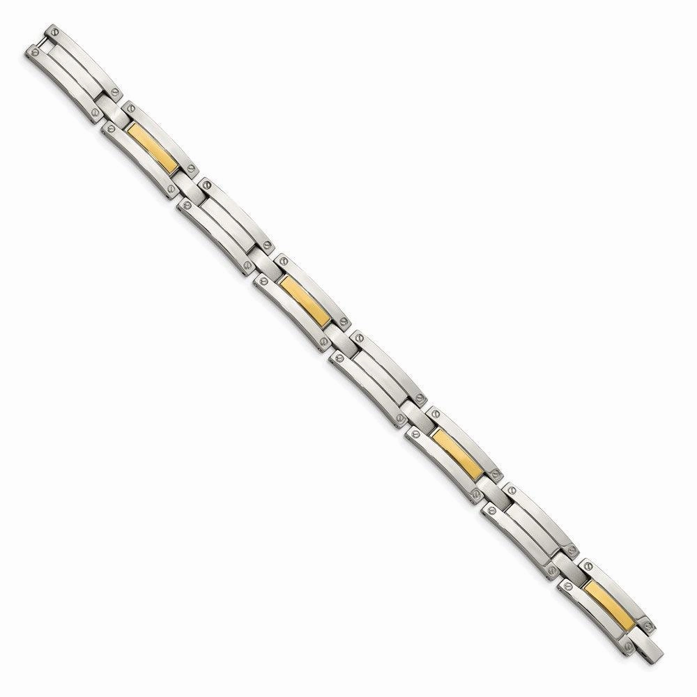 Stainless Steel & 14K Polished 8.5in Bracelet