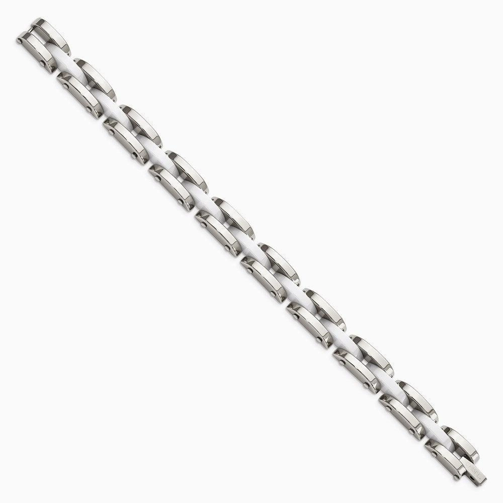Stainless Steel & White Ceramic 7.5in Bracelet