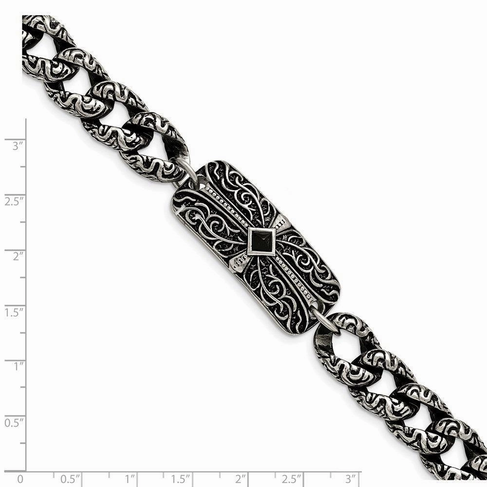 Stainless Steel Antiqued 9in Bracelet