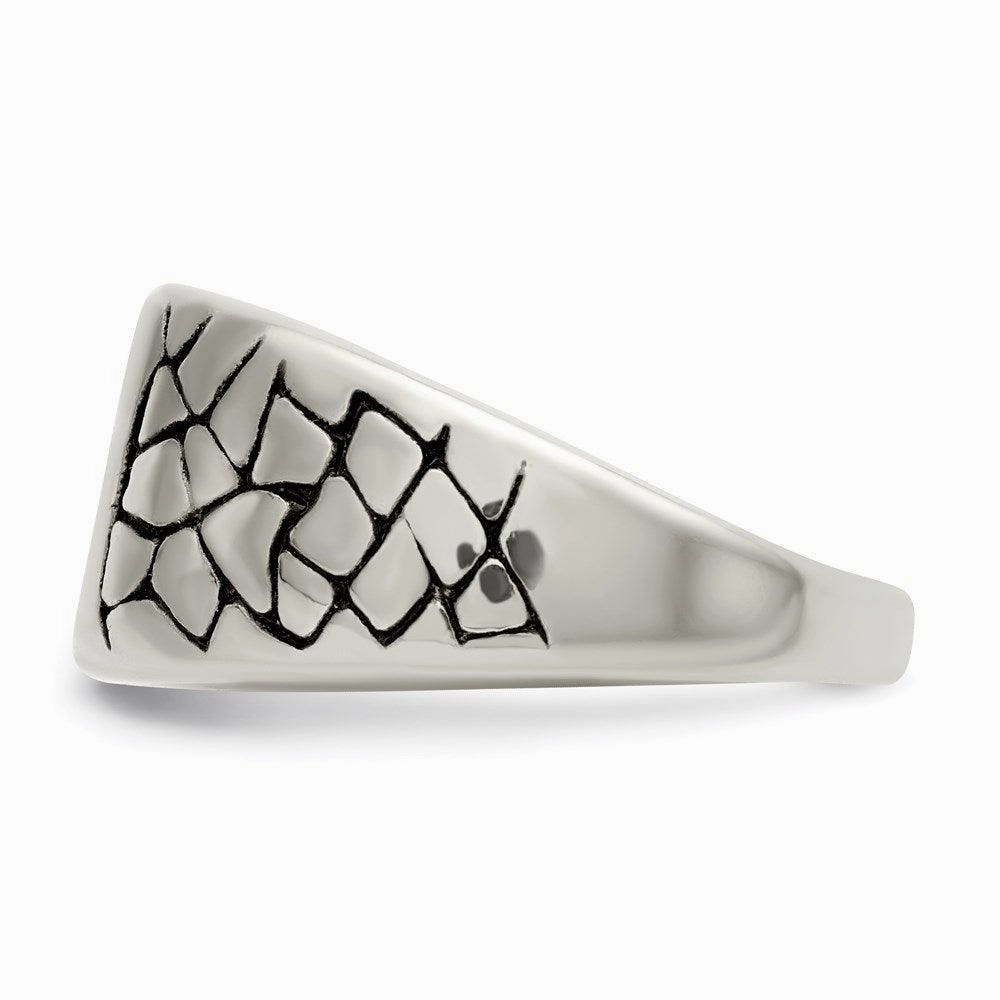 Stainless Steel Antiqued & Polished Yellow IP-plated w/Crystal Cross Ring