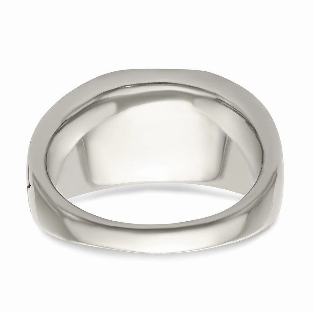 Stainless Steel Antiqued & Polished Yellow IP-plated w/Crystal Cross Ring