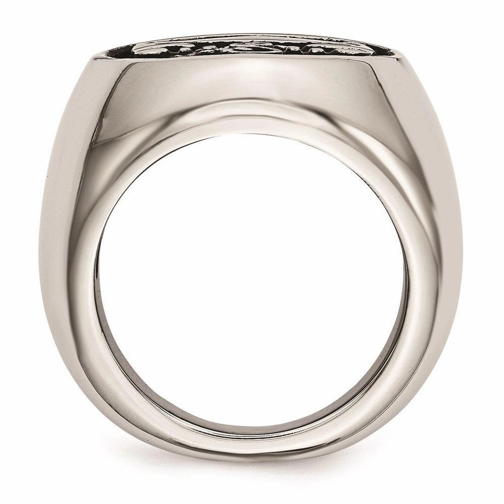 Stainless Steel Antiqued and Polished Anchor Ring