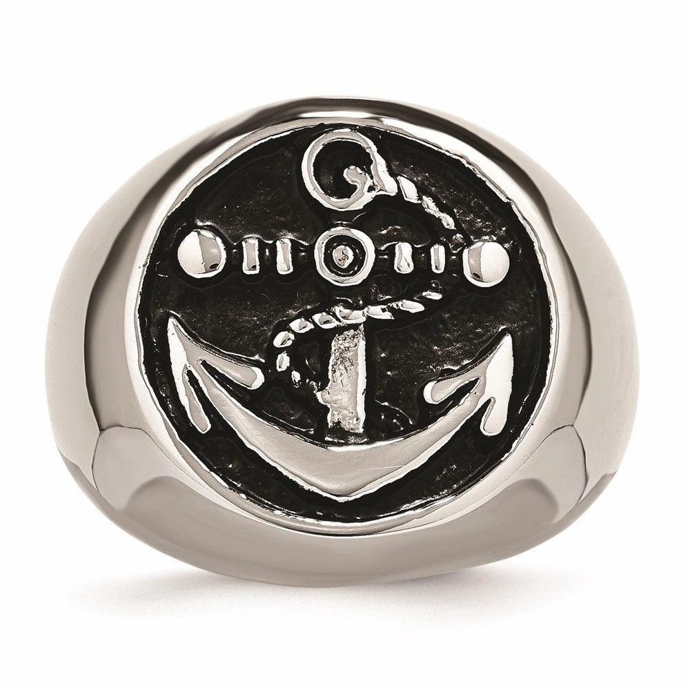 Stainless Steel Antiqued and Polished Anchor Ring