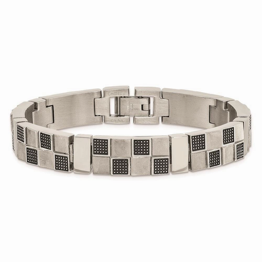 Stainless Steel Antiqued Brushed and Polished Bracelet