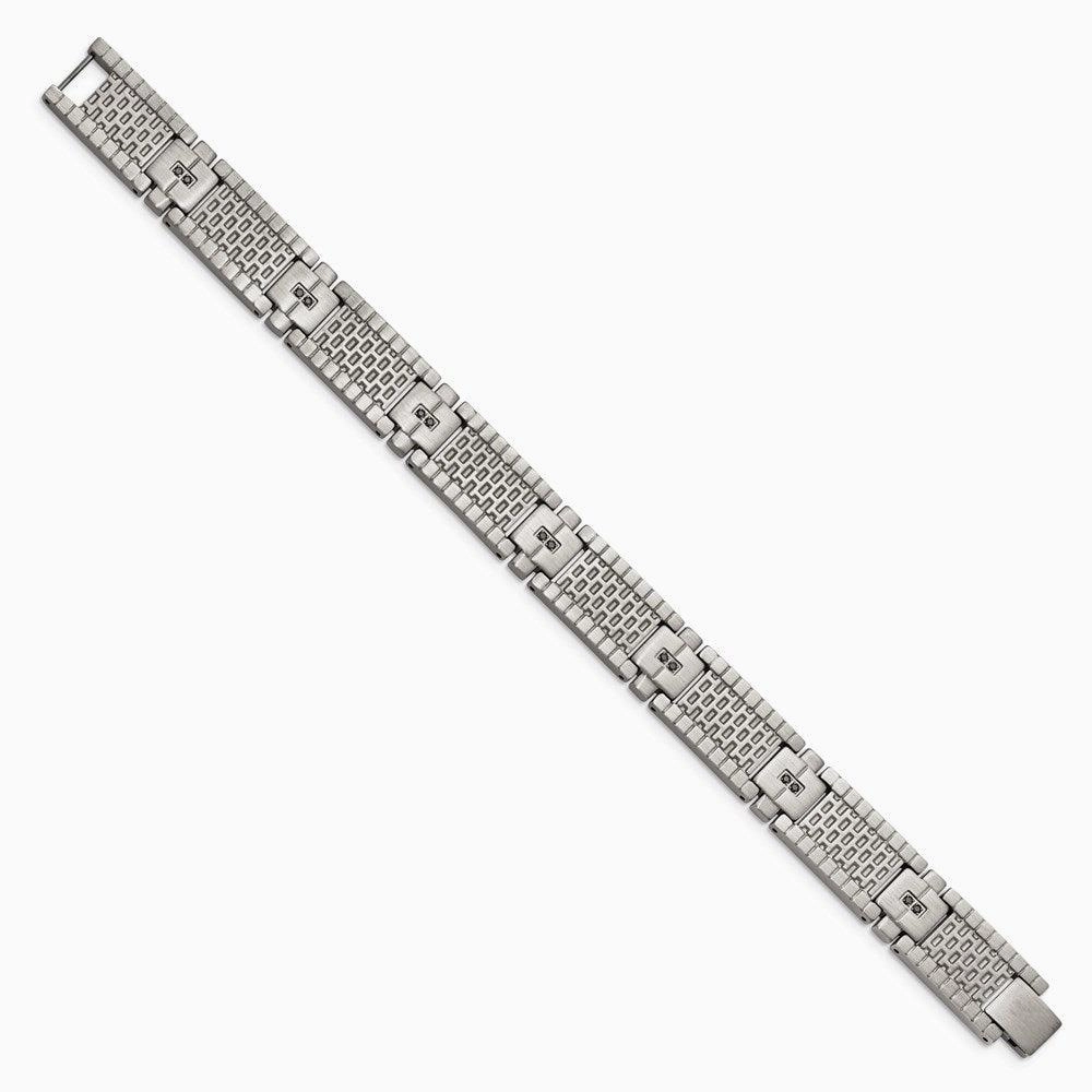 Stainless Steel Antiqued Brushed CZ Bracelet