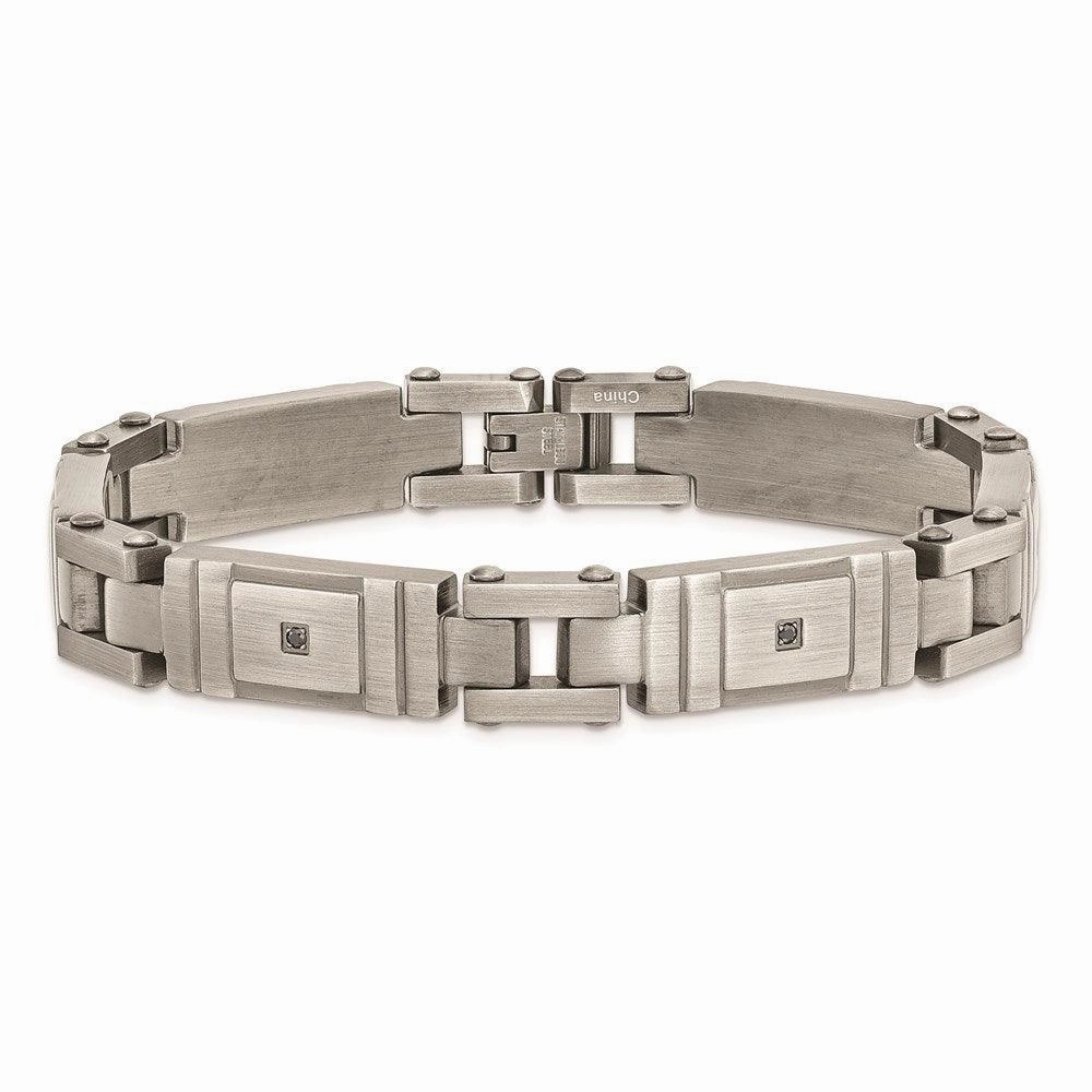 Stainless Steel Antiqued Brushed CZ Bracelet