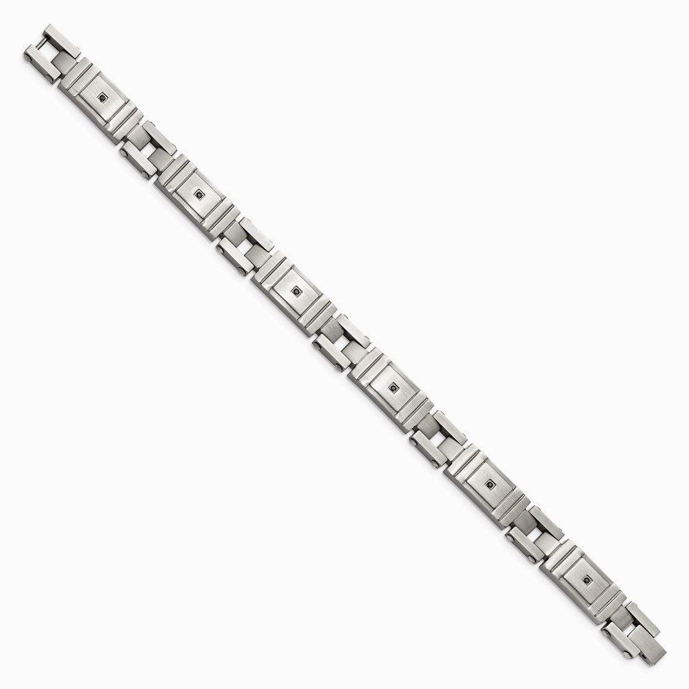 Stainless Steel Antiqued Brushed CZ Bracelet