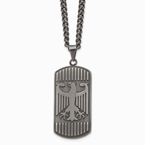 Stainless Steel Antiqued Brushed Eagle Necklace