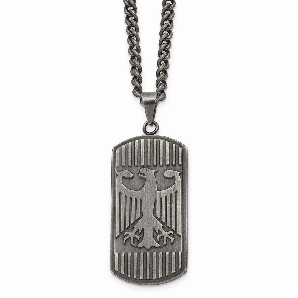 Stainless Steel Antiqued Brushed Eagle Necklace