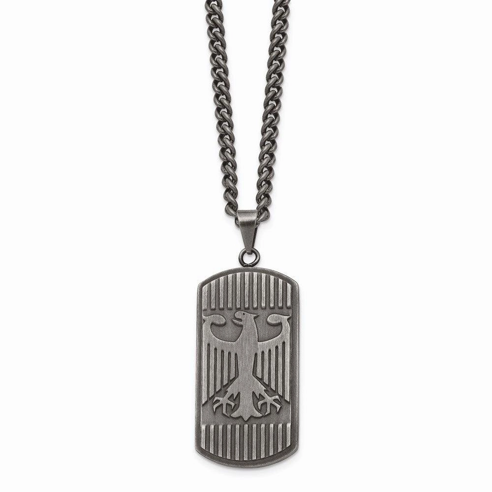 Stainless Steel Antiqued Brushed Eagle Necklace