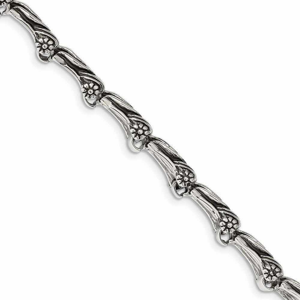 Stainless Steel Antiqued Dragon 8.75in Bracelet